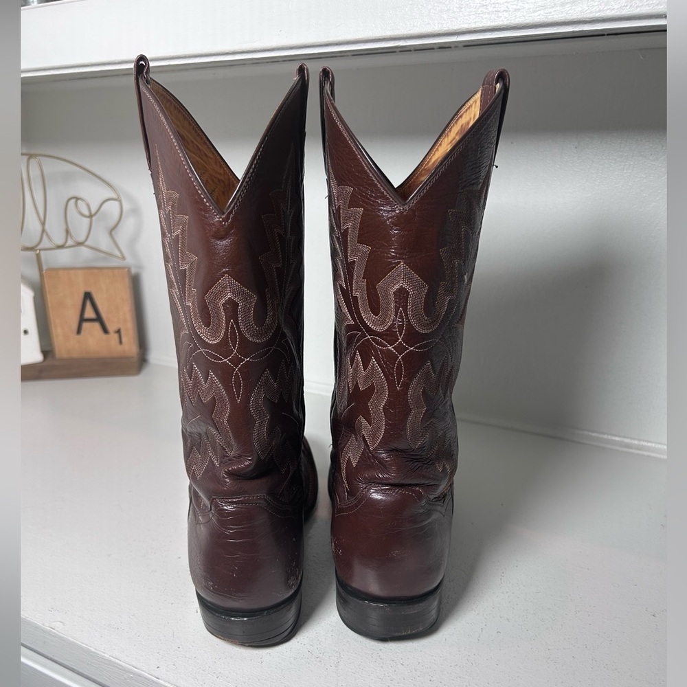 Vintage Panhandle Slim Cowboy Boots Men’s 10D Western Leather Brown Stitching - Picture 5 of 8